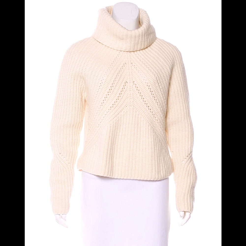 RAG & BONE Creme Turtleneck Wool Knit Sweater In M